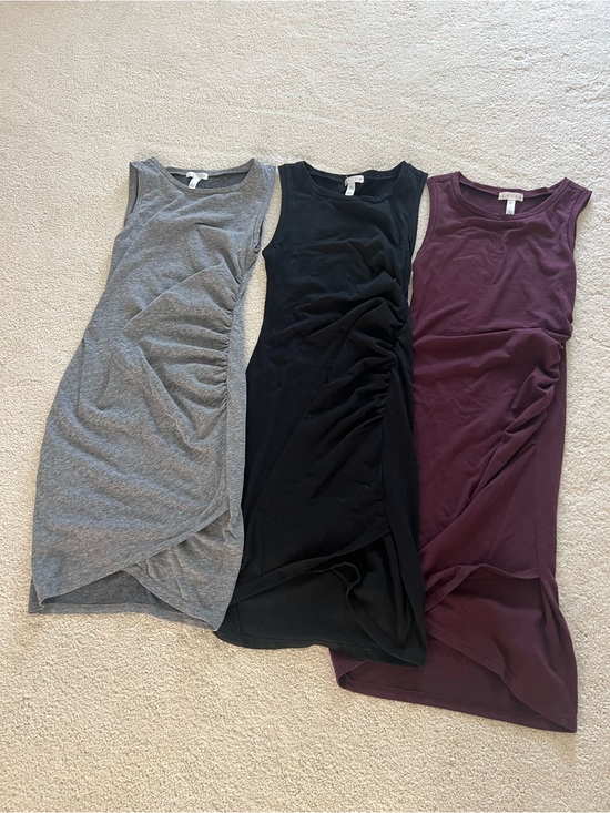 Leith Dresses & Skirts - Leith Sleeveless Ruched Mini Dress Trio - Gray, Black, Plum